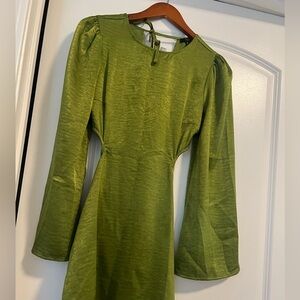 Green cute open back dress